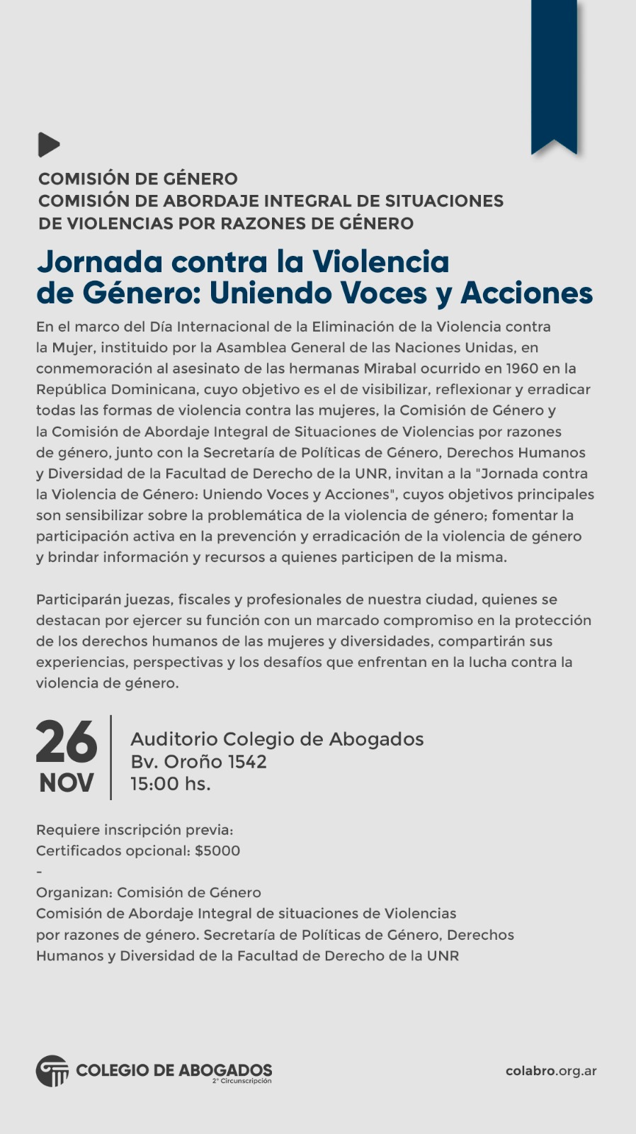 Jornada contra la Violencia de Género: Uniendo Voces y Acciones - 26/11/2024